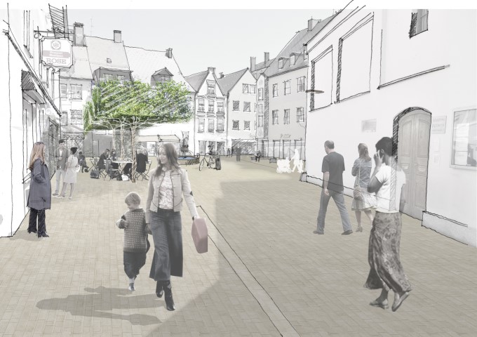 So könnte der Obstmarkt nach Vorstellung der Landschaftsarchitekten realgrün aus München in Zukunft aussehen. (Foto: realgrün, München)