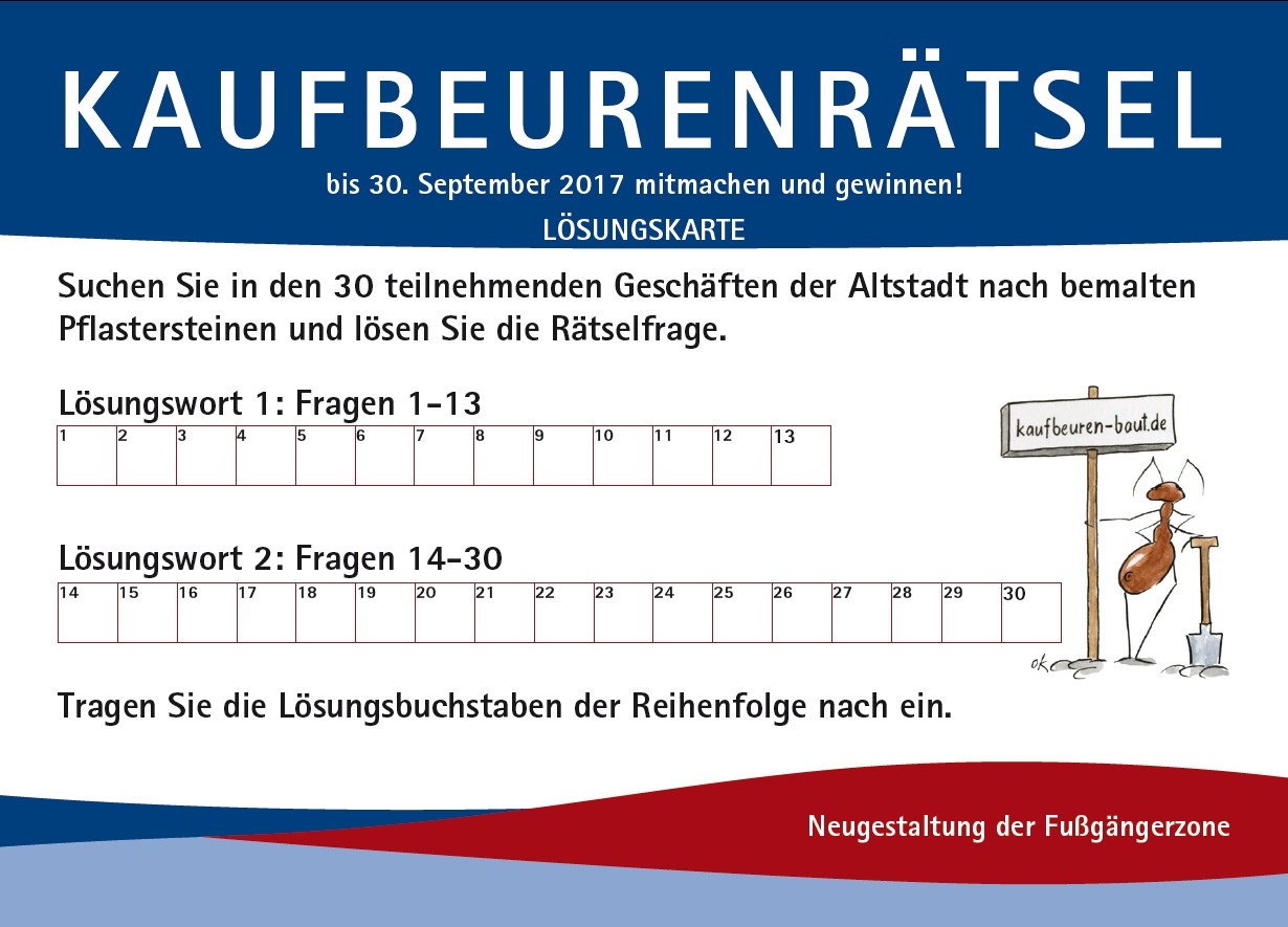 Wer beim Kaufbeurenrätsel mitmachen möchte, muss dreißig Fragen lösen.